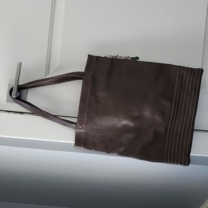 American Eagle(Vintage) chocolate brown pebble embossed leather shoulder…